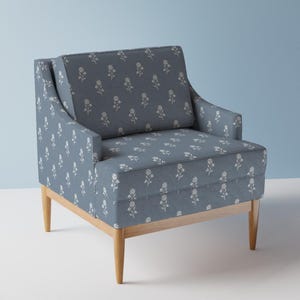 Cottagecore Floral Upholstery Fabric- White Meadow Floral by thistleandfox - Blue Grey Farmhouse  Fabric By The Yard With Spoonflower