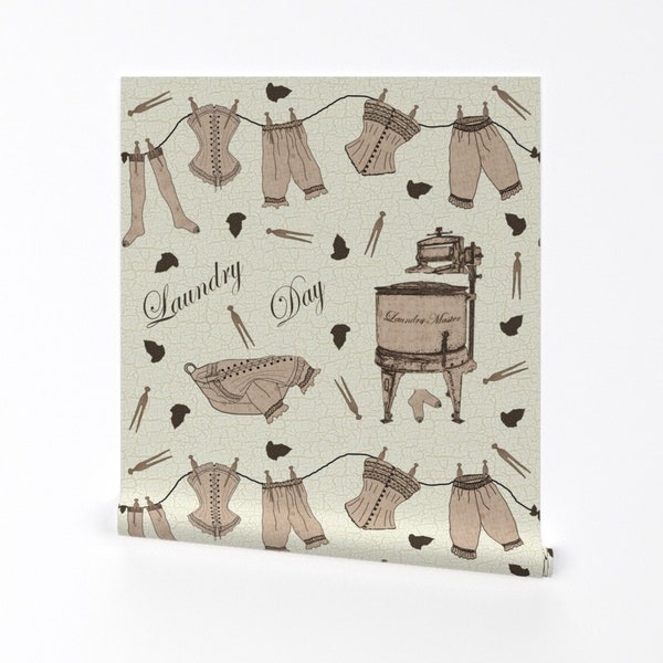 Laundry Wallpaper Etsy