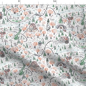Fairy Tale Fabric - Enchanted Forest Map By Thestorysmith - Forest Woodland Whimsical Nursery Cotton Fabric By The Yard With Spoonflower