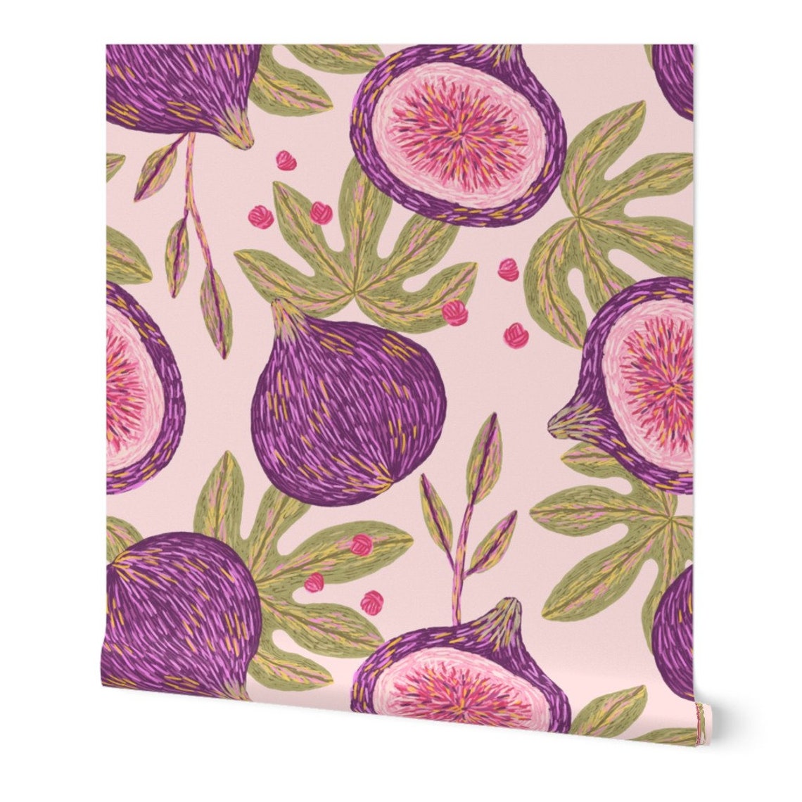 Botanical Figs Wallpaper Figs Embroidery by Kondratya Etsy