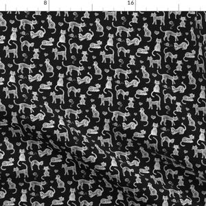 Black Cat Fabric - Teacher&#39;S Pet Chalkboard Cats Small Print By Micklyn - Cat Illustration Pets Cotton Fabric By The Yard With Spoonflower