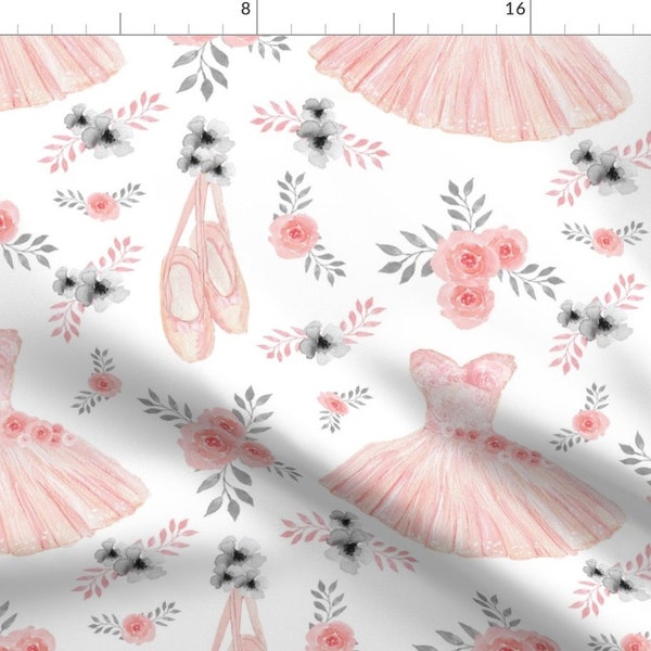 Blush Pink Ballerina Fabric - Ballerina Tutus And Slippers By Snugglyjacks - Ballerina Dance Cotton Fabric By The Yard With Spoonflower