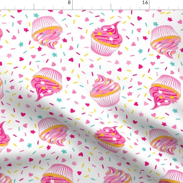 Cupcakes Fabric - Cupcakes By Ybt - Cupcakes Muffins Sweets Food Icing Frosting Sprinkles Sugar Cotton Fabric By The Yard With Spoonflower