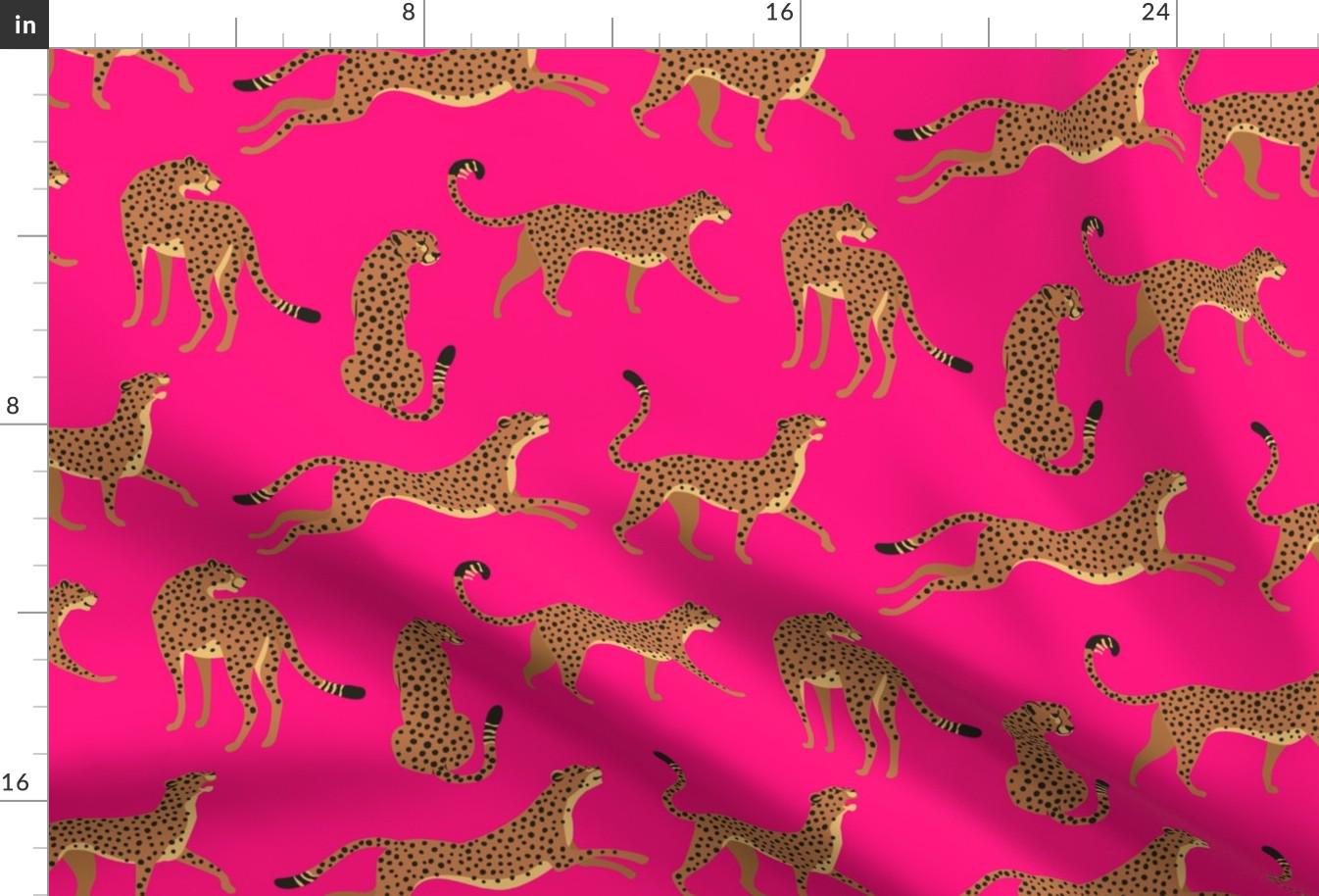 Pink Cheetah Fabric - Cheetah Hot Pink by Etienne - African