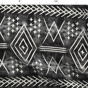 Tribal Fabric - Vintage Moroccan (Large Scale) On Black By Littlearrowdesign - Tribal Mudcloth Cotton Fabric By The Yard With Spoonflower