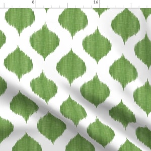Green Ikat Sketch Fabric - Lela Ikat In Summer Lawn By Willowlanetextiles - Ikat Pattern Cotton Fabric By The Yard With Spoonflower