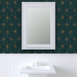 Star Wallpaper - Star Geo Deep Teal Copper By Crystal Walen - Green Custom Printed Removable Self Adhesive Wallpaper Roll by Spoonflower image 8