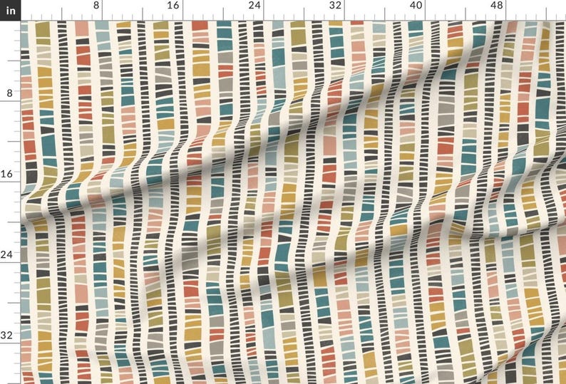 Colorful Fabric - Modern Stripes by anequ_studio - Mid Century Multi Colored Fabric by the Yard by Spoonflower image 2