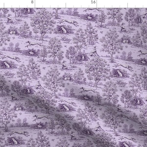 Purple Toile De Jouy Fabric - Purple Reverse Greyhound Toile By Jane Walker By Artbyjanewalker - Cotton Fabric By The Yard With Spoonflower