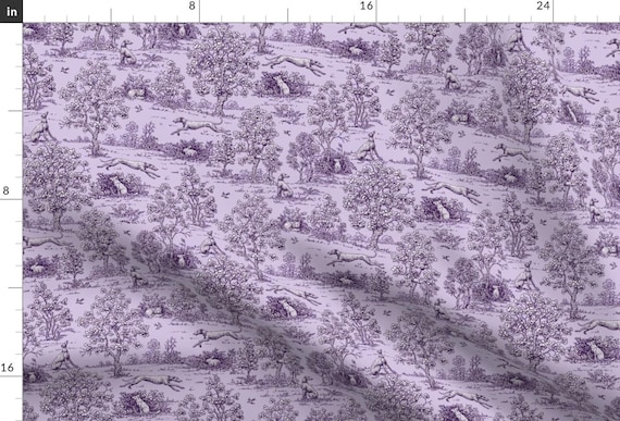 Purple Toile De Jouy Fabric - Purple Reverse Greyhound Toile By Jane Walker By Artbyjanewalker - Cotton Fabric By The Yard With Spoonflower