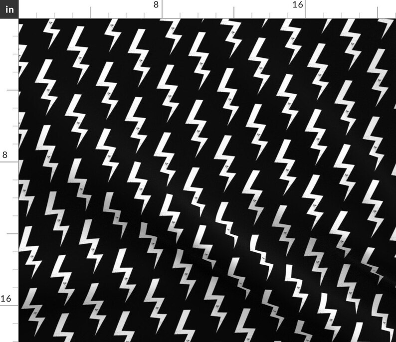 Lightning Bolt Fabric Bolt Black and White by Charlotte Etsy