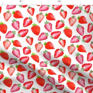Strawberry Fabric - Strawberries Red Watercolour On White By Sylviaoh - Summer Watercolor Cotton Fabric By The Yard With Spoonflower