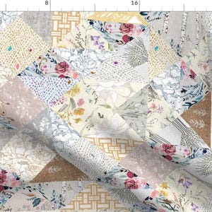 Cheater Quilt Fabric - &#39;Here Comes The Sun&#39; Quilt By Nouveau Bohemian - Cheater Quilt Diamonds Cotton Fabric By The Yard With Spoonflower