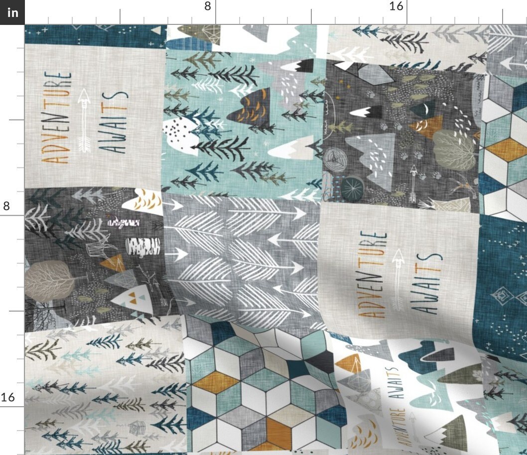 Mountains Quilt Fabric Adventure Awaits Quilt Etsy
