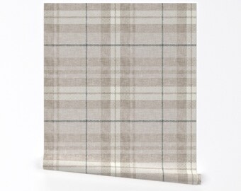 Soft Autumn Plaid Wallpaper - Neutral Fall Plaid by littlearrowdecor - Tartan Neutral Fall Removable Peel and Stick Wallpaper by Spoonflower