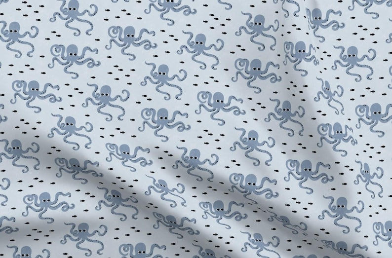 Whimsical pastel coastal beach cotton fabric printed by Spoonflower