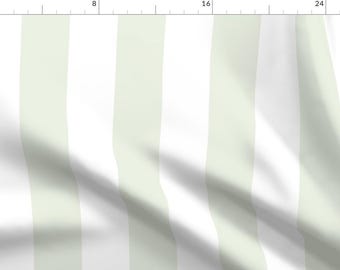 Soft Green Stripe Fabric - Stripe Faded Green by lilyoake - Vertical Gustavian English Cottage Green White Fabric by the Yard by Spoonflower