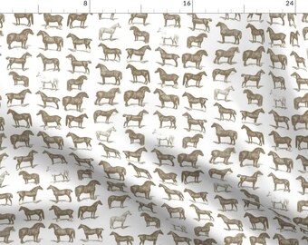 Vintage Equestrian Sport Fabric - Vintage Horse Breed Poster Wall Paper By Cooper+Craft - Equestrian Sport Fabric With Spoonflower