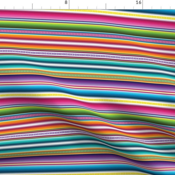 Skinny Serape Stripe Fabric - Fiesta Stripe Small White By Kellyrenay - Mexican Cinco De Mayo Cotton Fabric By The Yard With Spoonflower