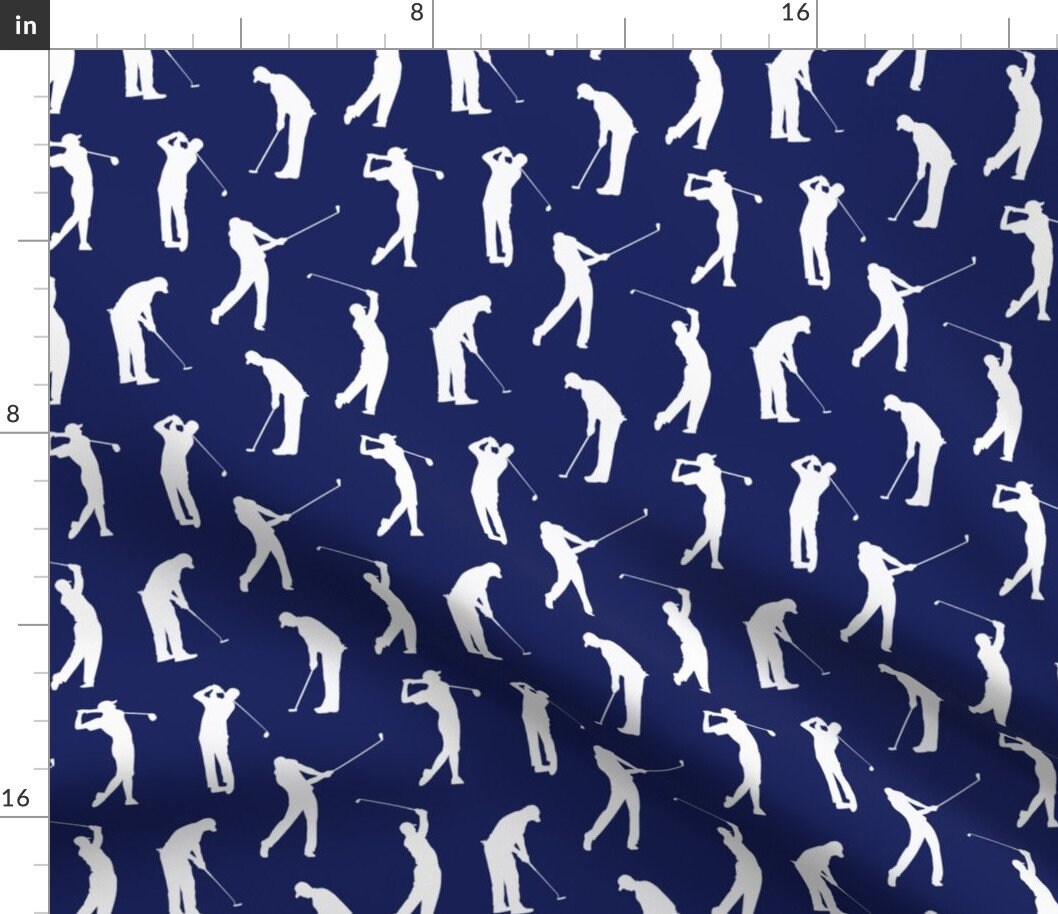 Golf Fabric Golfers // Dark Blue by Thin Line Textiles Etsy New Zealand