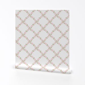 Floral Lattice Removable Peel and Stick Wallpaper - Climbing Rose Feminine - Wall Art Wall Decor - Pink Floral Trellis by prettyfestive