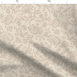 Boho Taupe Floral Fabric - Kalami Simple by holli_zollinger - Bohemian Neutral Faux Woven Look Fabric by the Yard by Spoonflower
