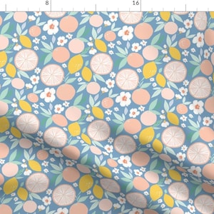 Pastel Citris Fabric - Indy Bloom Design Grapefruit Lemon B By Indybloomdesign - Segments Flowery Cotton Fabric By The Yard With Spoonflower