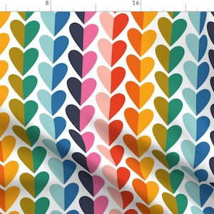 Heart Fabric - Rainbow Of Love By Katerhees - Heart Pride Love Rainbow Geometric Stripes Equality Cotton Fabric By The Yard With Spoonflower