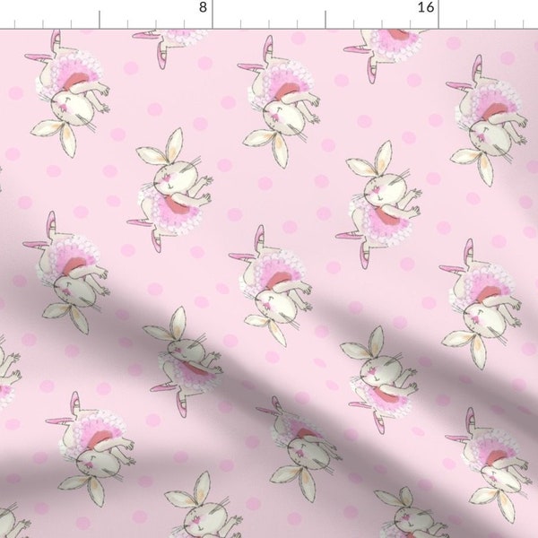 Ballet Bunny Fabric - Ballet Bunny Pink Tutu By Parisbebe - Ballerina Blush Pink Baby Girl Dance Cotton Fabric By The Yard With Spoonflower