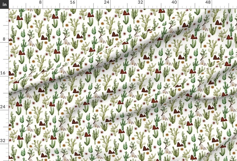Sonora Sunrise Fabric - Sonora Sunrise Cactus By Hipkiddesigns - Southwestern Boho Saguaro Cactus Cotton Fabric By The Yard With Spoonflower image 2