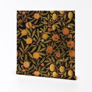 Citrus Wallpaper - Fruit Citrus On Black By Peacoquettedesigns - Citrus Custom Printed Removable Self Adhesive Wallpaper Roll by Spoonflower