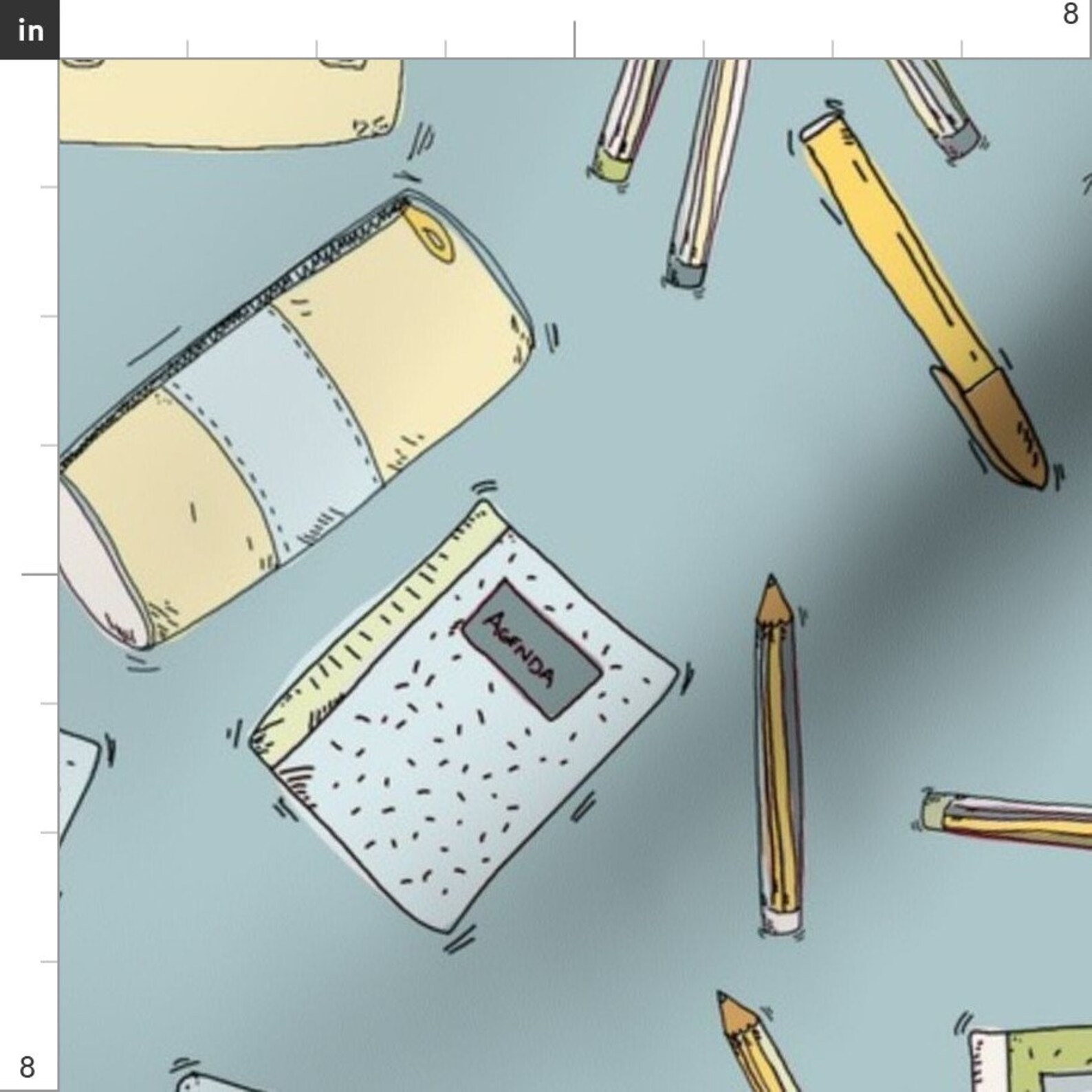 School Supplies Fabric Back to School Bleu L by Nadja Etsy