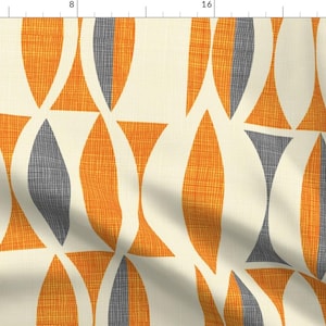 Abstract Geometric Fabric - Field In Orange Gray By Chicca Besso - Mid Century Modern Home Decor Cotton Fabric By The Yard With Spoonflower