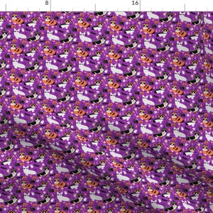 Purple Spooky Corgi Fabric - Tri-Colored Corgi Halloween Costumes Fabric By Petfriendly - Cotton Fabric by the Yard with Spoonflower