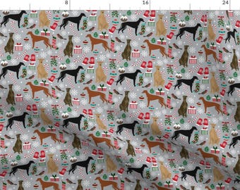Christmas Fabric - Greyhound Dogs Fabric Christmas Cute Xmas Design Christmas By Petfriendly - Cotton Fabric By The Yard With Spoonflower