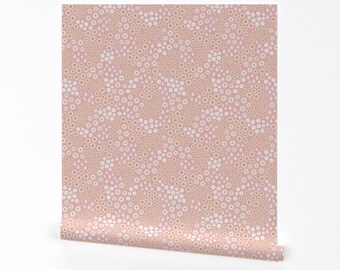 Boho Ditsy Wallpaper - Boho Ditsy Flowers By Littlesmilemakers - Pink Nursery Retro Removable Self Adhesive Wallpaper Roll by Spoonflower