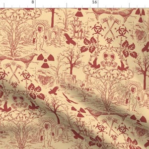 Apocalypse Toile Fabric - Post Apocalypse Toile Larger By Vinpauld - Apocalypse Toile Cotton Fabric By The Yard With Spoonflower