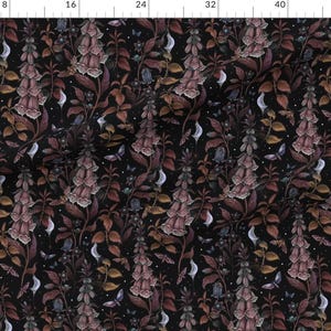 Foxglove Digitalis Fabric - Witch Garden by episodic_drawing - Poisonous Plants Gothic Botanical Spider Fabric by the Yard by Spoonflower image 2