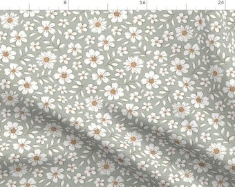 Woodland Flowers Fabric - Sketchy Boho Floral by lr-studio - Sage Green Bohemian Botanical Neutral Fabric by the Yard by Spoonflower
