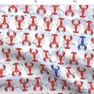 Lobster Seafood Fabric - Lobster Nautical Ocean By Gabriellemutel - Lobster Beaches Ocean Cotton Fabric By The Yard With Spoonflower