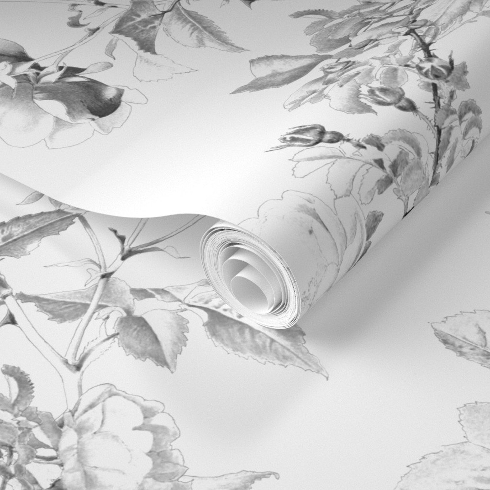 Floral Toile Wallpaper English Rose Black White by Etsy