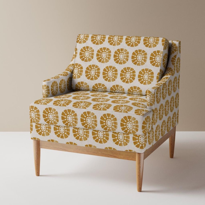 Boho Golden Floral Upholstery Fabric- Boho Bloom by littlearrowdecor - Modern Farmhouse Mustard Gold Fabric By The Yard With Spoonflower image 7