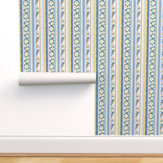 Floral Stripe Wallpaper Blue Yellow Removable Self Adhesive Wallpaper Roll by Spoonflower Patchwork Stripe And Stitches By Heidi-Abeline Floral Stripe Wallpaper Blue Yellow Removable Self Adhesive Wallpaper Roll by Spoonflower Patchwork Stripe And Stitches By Heidi-Abeline