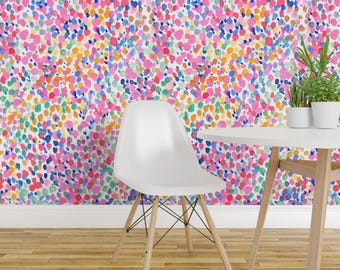 Polka Dot Wallpaper - Lighthearted Pastel By Mjmstudio - Kids Colorful Abstract Fun Removable Self Adhesive Wallpaper Roll by Spoonflower