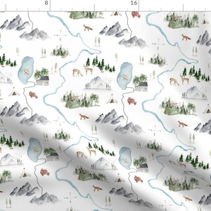 Adventure Awaits Fabric - The Mountains Are Calling White By Hipkiddesigns - Woodland Adventure Cotton Fabric By The Yard With Spoonflower