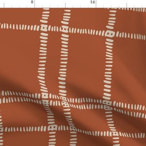 Autumn Check Fabric - Rust Plaid by k_hackl - Terra Cotta Burnt Orange Modern Cozy Preppy Classic Fabric by the Yard by Spoonflower