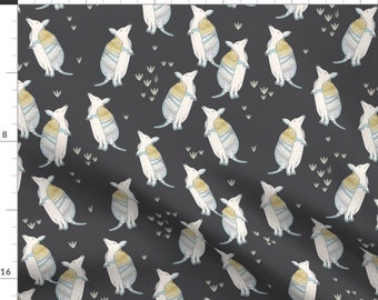 Armadillo Fabric - Desert Vibes Armadillos on Charcoal Gray By Nouveau Bohemian Southwestern Boho-Cotton Fabric By The Yard With Spoonflower