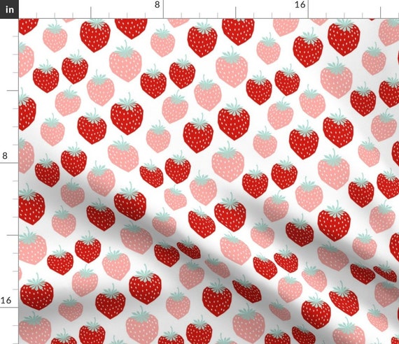 Red Green Strawberry Pattern Fabric