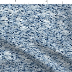 Doodle Waves Fabric - Waves // Nautical Ocean Fabric By Andrea Lauren By Andrea Lauren - Cotton Fabric by the Yard With Spoonflower