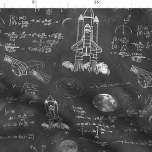 Space Fabric - Chalkboard Formulas For Space Travel Large By Brittanylane by 3rittanylane - Chalkboard  Fabric by the Yard by Spoonflower
